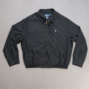 Polo Ralph Lauren Black Harrington Jacket XL Plaid Lined Full Zip